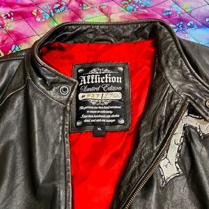 Affliction leather coat